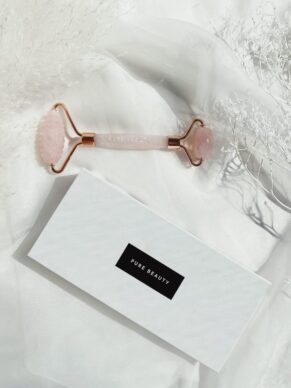 PURE BEAUTY Rose Quartz Ridged Roller - Image 2