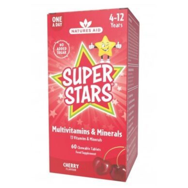 Natures Aid Super Stars vitamiinide ja mineraalide kompleks, 60 närimistabletti