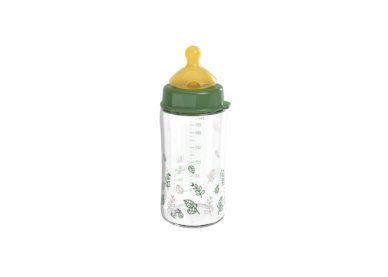 nip® Cherry Green laia kaelaga klaasist lutipudel, koolikutevastane ja keskmise vooluga (vanusele 0+) toon Green 240ml