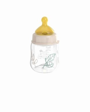nip® Cherry Green säästvatest materjalidest laia kaelaga lutipudel, koolikutevastane ja aeglase vooluga (vanusele 0+) toon Beige 150ml