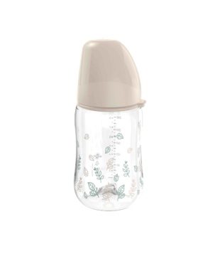 nip® Cherry Green säästvatest materjalidest laia kaelaga lutipudel, koolikutevastane ja keskmise vooluga (vanusele 0+) toon Beige 260ml - Image 2