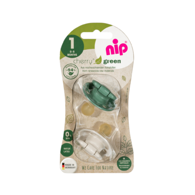 nip® Cherry Green säästvatest materjalidest lutid (6+ elukuud) Ivory/Green 2tk - Image 2