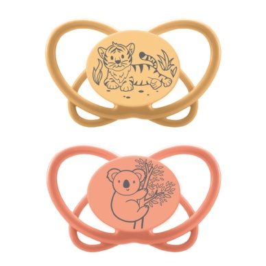 nip® “My Butterfly Green” säästvatest materjalidest ortodontiline lutt (5-18 elukuud) Orange 2tk