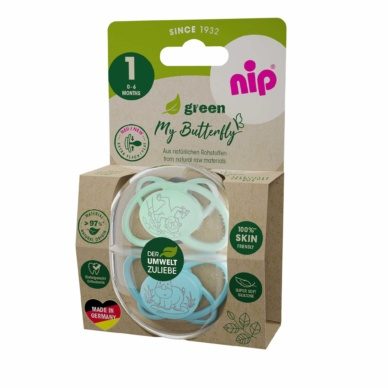 nip® “My Butterfly Green” säästvatest materjalidest ortodontiline lutt (16-32 elukuud) Blue 2tk - Image 2