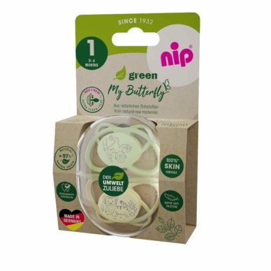 nip® “My Butterfly Green” säästvatest materjalidest ortodontiline lutt (16-32 elukuud) Green 2tk - Image 2