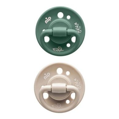 nip® Cherry Green säästvatest materjalidest lutid (6+ elukuud) Ivory/Green 2tk