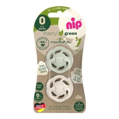 Nip Cherry Green säästvatest materjalidest vastsündinu lutid (0 - 2 elukuud) Green/Ivory 2tk - Image 2