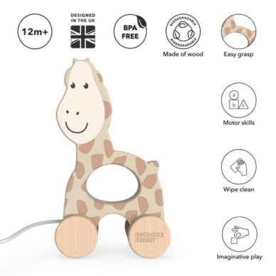 Matchstick Monkey pöögipuidust järele tõmmatav Kaelkirjak