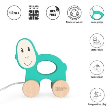 Matchstick Monkey pöögipuidust järele tõmmatav Ahvike