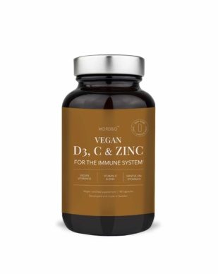 Nordbo Vegan D3, C-vitamiin & tsink 90 kapslit