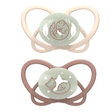 nip® “My Butterfly Night Green” helendav ortodontiline öölutt (0-6 elukuud) Brown 2tk