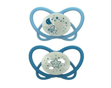 nip® “My Butterfly Night Green” helendav ortodontiline öölutt (0-6 elukuud) Blue 2tk