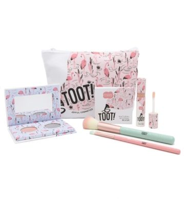 TOOT! Flamingo Kiss looduslike meigitoodete komplekt lastele