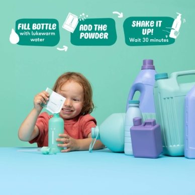 NAÏF beebide ja laste veevaba pesugeeli komplekt (pumbaga pudel 275ml + pesugeeli täitepulber 25gr) - Image 2
