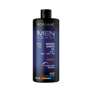 4organic 3-in-1 dušigeel meestele – keha, näo ja juuste puhastamiseks 500ml