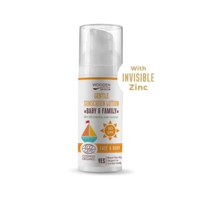 Wooden Spoon orgaaniline päikesekaitselosjoon nähtamatu tsingiga kogu perele SPF30 (50ml)