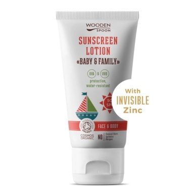 Wooden Spoon orgaaniline päikesekaitselosjoon nähtamatu tsingiga kogu perele SPF50 (150ml)