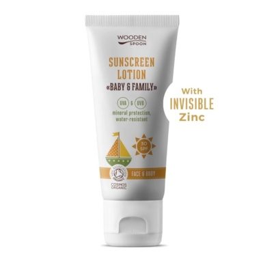 Wooden Spoon orgaaniline päikesekaitselosjoon nähtamatu tsingiga kogu perele SPF30 (100ml)