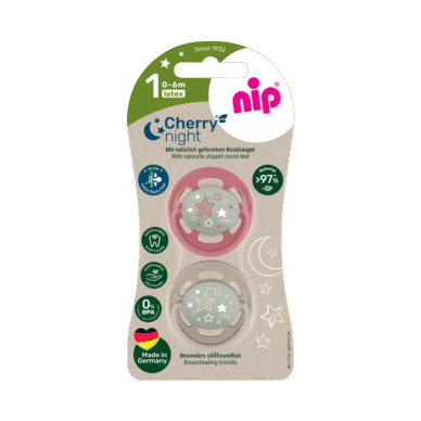 nip® helendav öölutt lateks Cherry Night (0-6 elukuud), punane/pruun 2tk