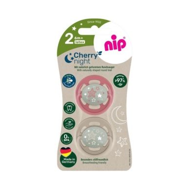 nip® helendav öölutt lateks Cherry Night suurus 2 (alates 6+ elukuud), punane/pruun 2tk