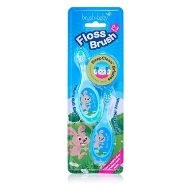 Brush Baby FlossBrush™ beebihambahari (0-3 aastat) Blue & Teal
