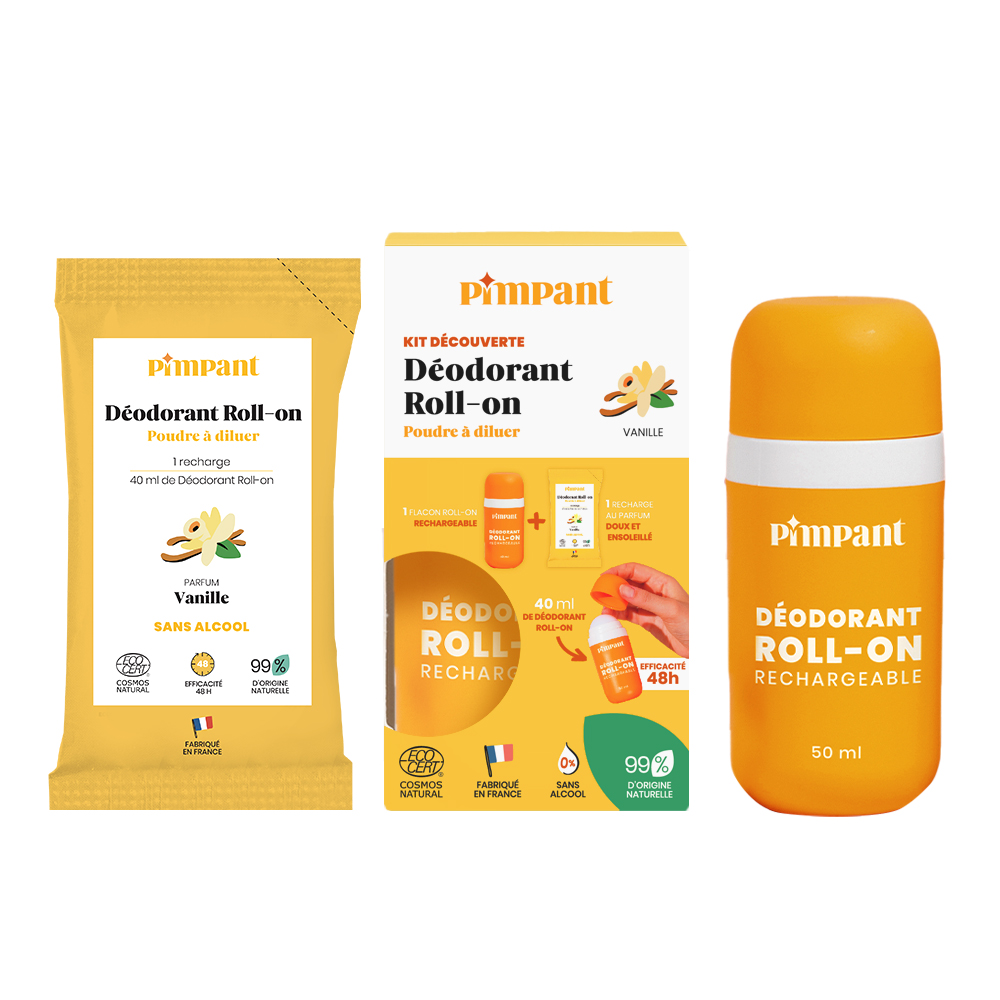 PIMPANT taastäidetav rulldeodorant Vanilla (pudel + täitepakend)