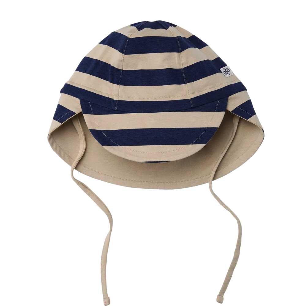 Cloby ümberpööratav suvemüts UPF 50+ Navy Stripe/Sandy Beach (0-6 elukuud)