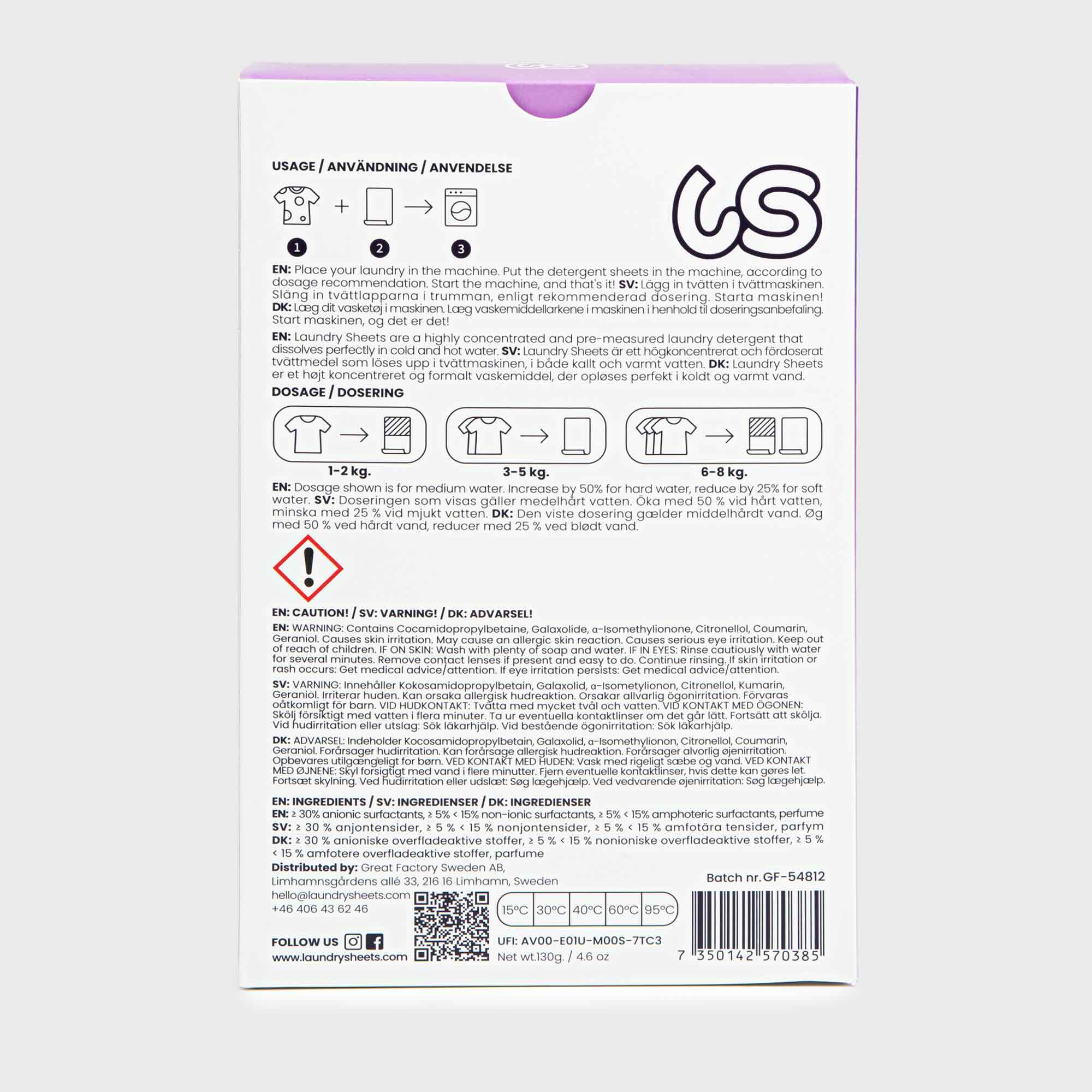 LAUNDRY SHEETS™ plastikuvabad pesuribad Sweet Lavender 60tk - Pilt 2