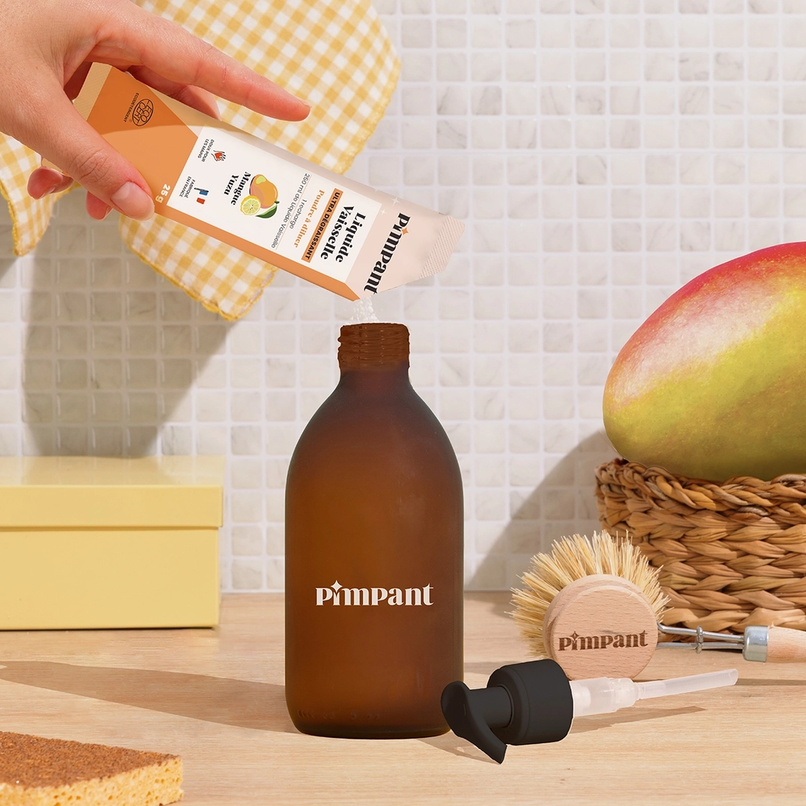 PIMPANT mango- ja sidrunilõhnaline nõudepesuvahendi täitepakend 25g - Pilt 2