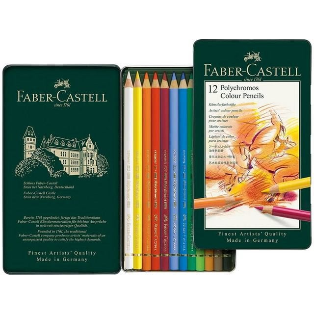 Faber-Castell Polychromos värvipliiatsid metallkarbis 12tk