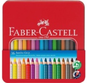 Faber-Castell Jumbo Grip värvipliiatsid metallkarbis 16tk