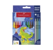 Faber-Castell Dino viltpliiatsid 13 tk (10 + 3 metallik + dinosauruste kleepsud)